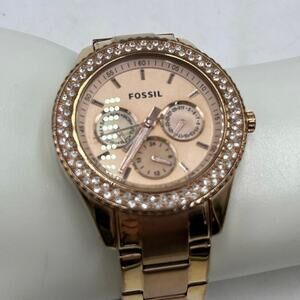 Fossil Stella ES3003 Stainless Steel Analog Rose Dial Quartz Watch DE315 XS